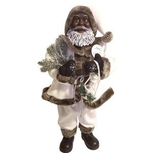 African American Santa Claus 34" tall White Christmas New LAST ONE
